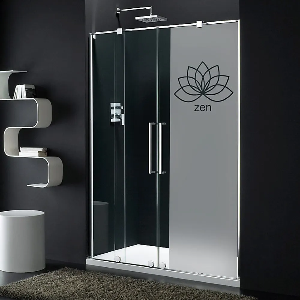 Ambiance Sticker Film Fenêtre Anti Regard Occultant - ZEN FLEUR DE LOTUS - Stickers Autocollant Brise-Vue pour Vitre & Porte de Douche - 120x35cm- Film Occultant Pour Vitrage