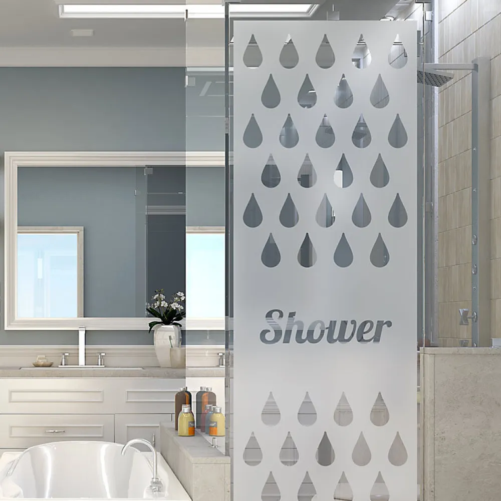 Ambiance Sticker Film Occultant Pour Vitrage<Film Fenêtre Anti Regard Occultant - SHOWER - Stickers Autocollant Brise-Vue pour Vitre & Porte de Douche - 185x55cm