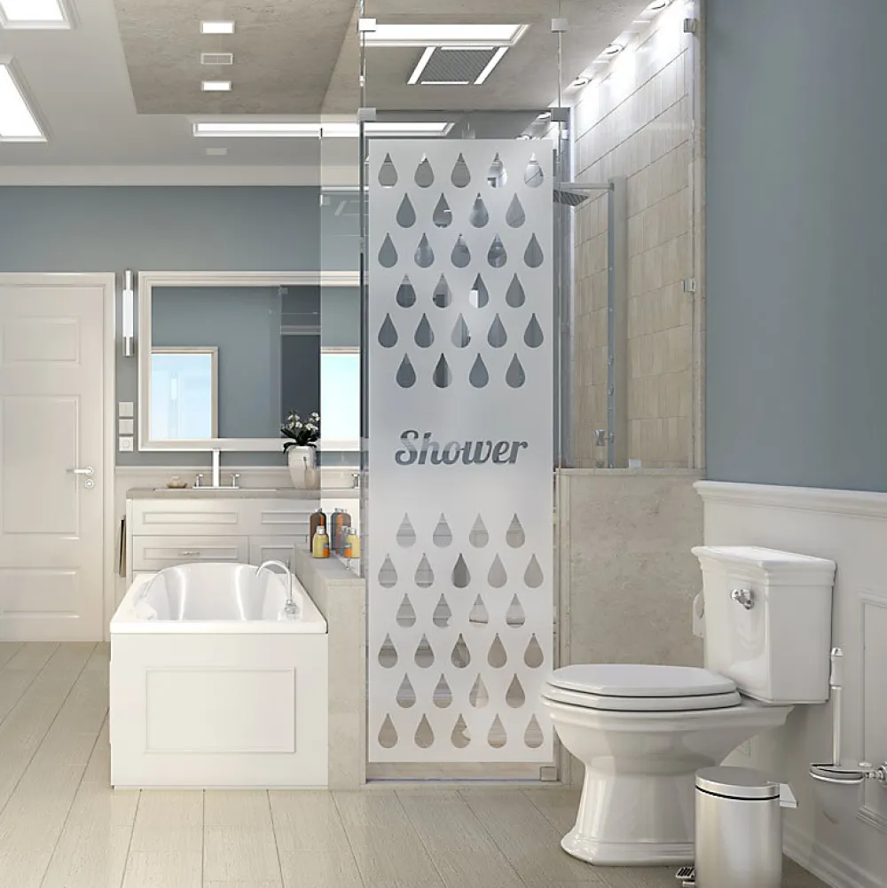 Ambiance Sticker Film Occultant Pour Vitrage<Film Fenêtre Anti Regard Occultant - SHOWER - Stickers Autocollant Brise-Vue pour Vitre & Porte de Douche - 185x55cm
