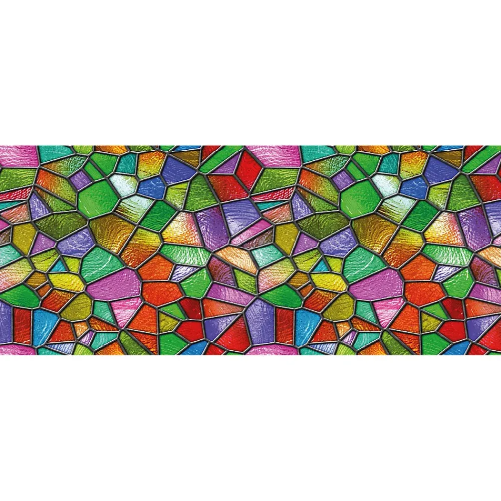 Ambiance Sticker Film Fenêtre Anti Regard Occultant - VITRAIL MULTICOLOR - Stickers pour Vitres & Porte de Douche - 40x100cm- Film Occultant Pour Vitrage