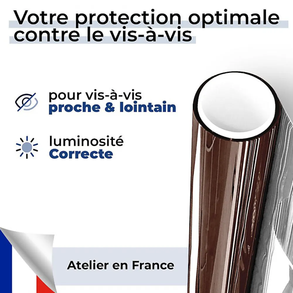 Film miroir sans tain repositionnable pour grand vitrage - Bronze - 120 cm x 0.5 m - en Rouleau - DIMEXACT- Film Occultant Pour Vitrage