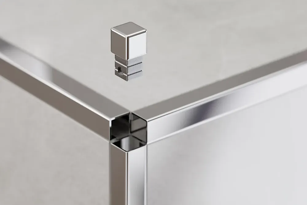 Ilcom Finition angulaire PQ en acier inoxydable pour profils Argent poli - 10 mm x 10 mm- Profilé Carrelage