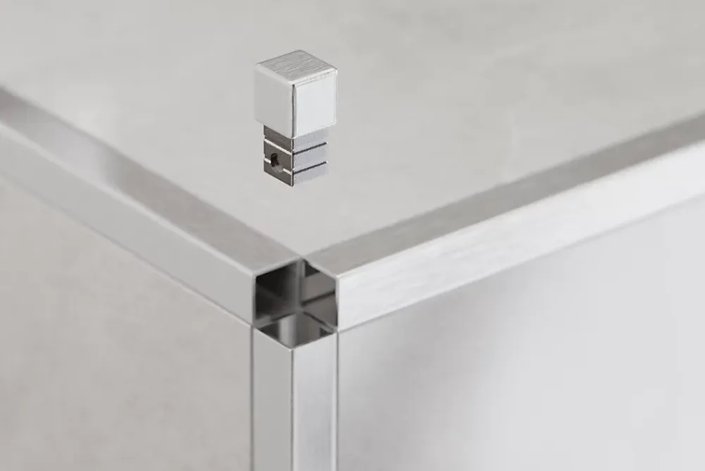 Ilcom Finition angulaire rectifiée PQS en acier inoxydable pour profils Argent satiné - 12 mm x 12 mm- Profilé Carrelage