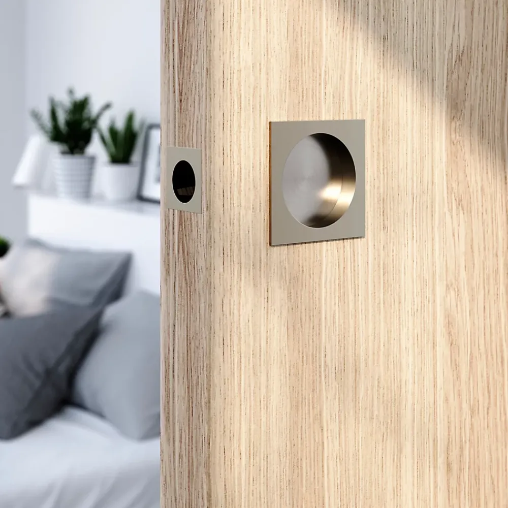 GoodHome Poignée De Porte<Galandage Carré à visser Irvil effet nickel satin gris Ø55.5mm