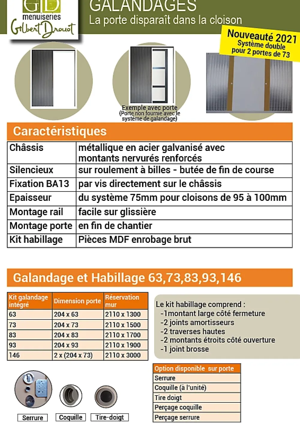 Gd Menuiseries Galandage, Kit De Finitions Pour Porte En 63- Porte Coulissante