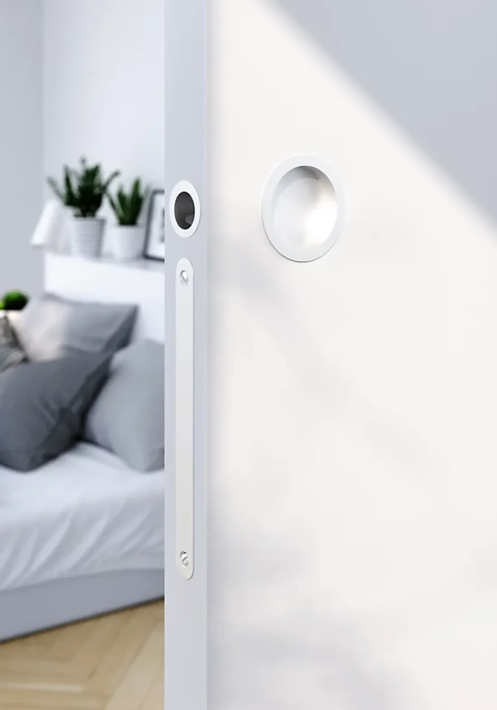 GoodHome Poignée De Porte<Galandage rond à visser Minzh mat blanc Ø55mm