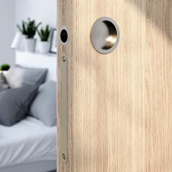 GoodHome Galandage rond à visser Minzh effet nickel satin gris Ø55mm- Poignée De Porte