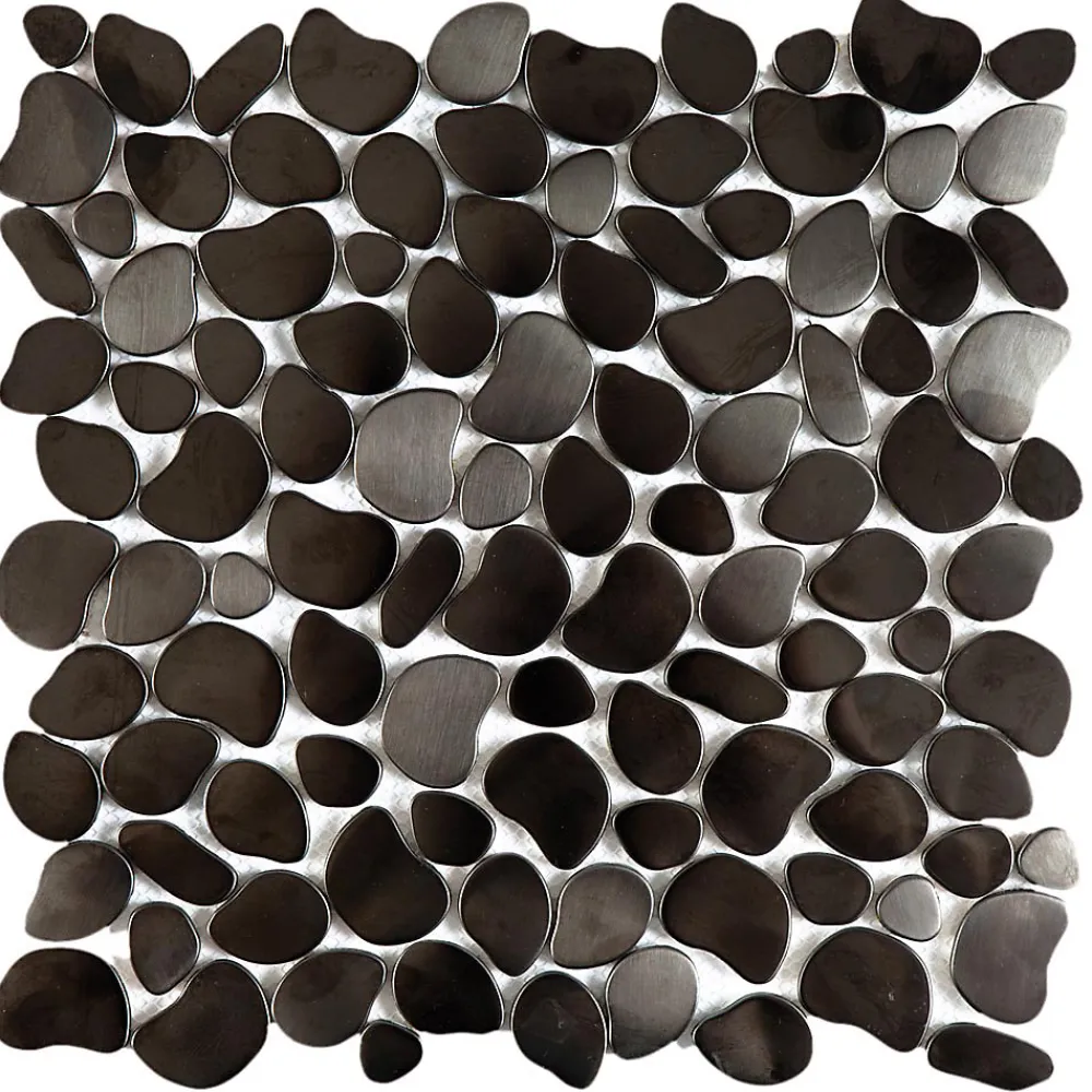 Carrelage Signature Mosaïque|Mosaïque Pour Salle De Bains<Galet Inox Noir Autobloquant - vendu par plaque de 30.5x30.5 cm-