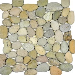 Carrelage Signature Galet naturel Golden Mat - vendu par plaque de 30x30 cm -- Mosaïque Pour Douche|Mosaïque Pour Salle De Bains