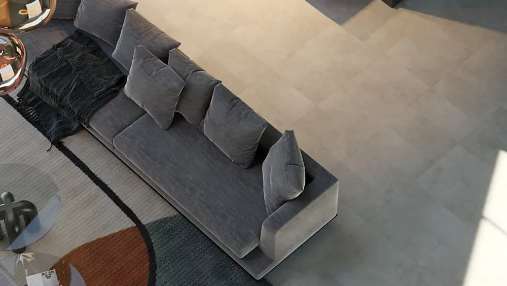 Samklic Dalle Et Lame Pvc<GAMME PRO - DALLE CLIPSABLE TRÈS HAUTE RÉSISTANCE AVEC SOUS-COUCHE INTEGREE. CIMENT BEIGE-Pack studio/salon (22m²)