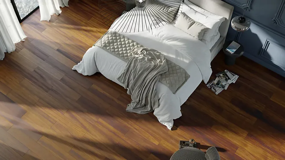 Samklic GAMME PRO - LAME CLIPSABLE TRÈS HAUTE RÉSISTANCE AVEC SOUS-COUCHE INTEGREE. NOYER NATUREL - Pack T2 (39m²)- Dalle Et Lame Pvc