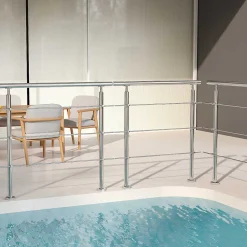 Saniland Garde corps en inox 304 a 3 traverses Longueur 200 cm Fixation a plat pour terrasse ou escalier- Garde-Corps, Balustrade