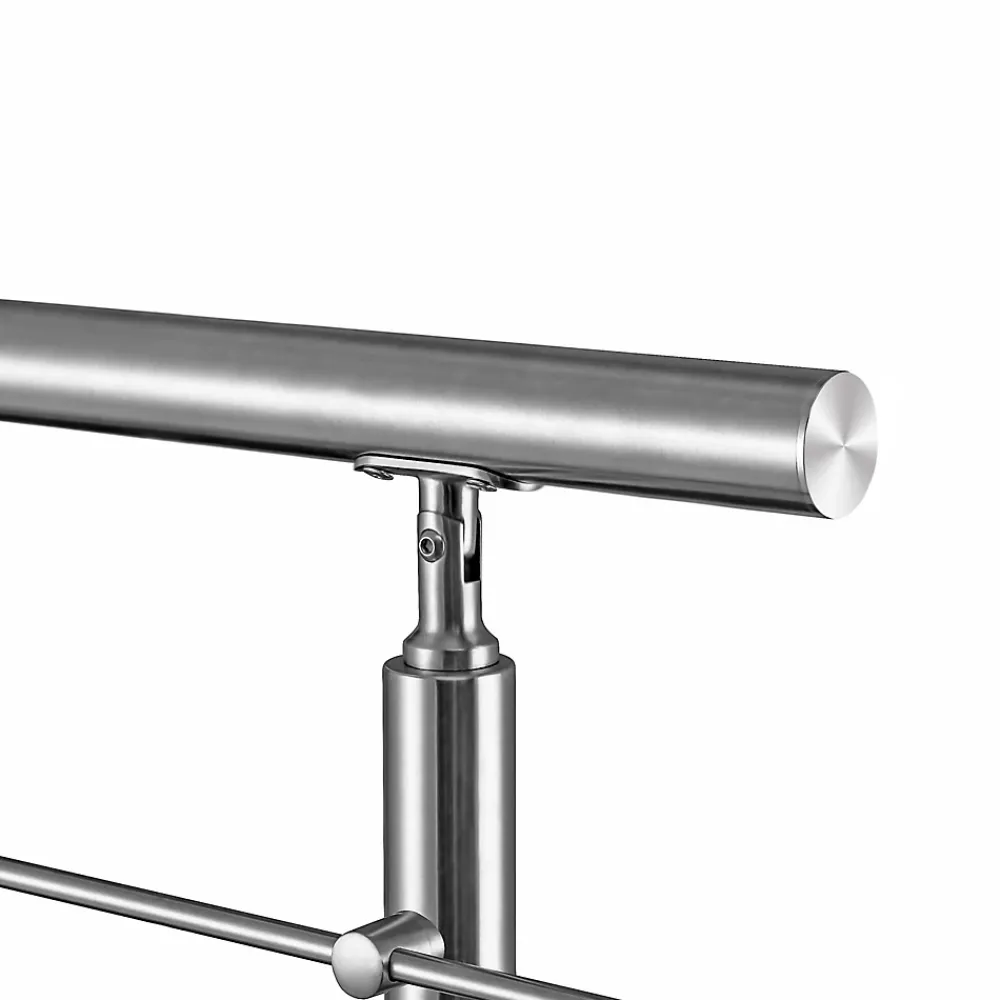 Saniland Garde corps en inox 304 a 3 traverses Longueur 200 cm Fixation a plat pour terrasse ou escalier- Garde-Corps, Balustrade