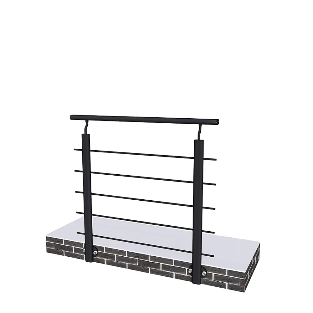 AICA Sanitaire Garde-corps - Aluminium Noir - 100cm - Avec 5 traverses et 1 main courante - Pour intérieur et extérieur - Fixation latérale- Accessoire D'Escalier