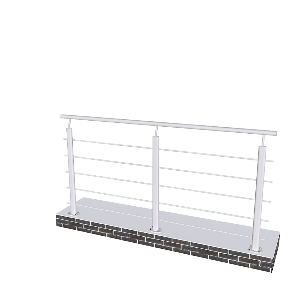 AICA Sanitaire Garde-corps - Pour intérieur et extérieur - Aluminium argenté - Avec 5 traverses et 1 main courante - 200cm - Fixation à plat- Accessoire D'Escalier