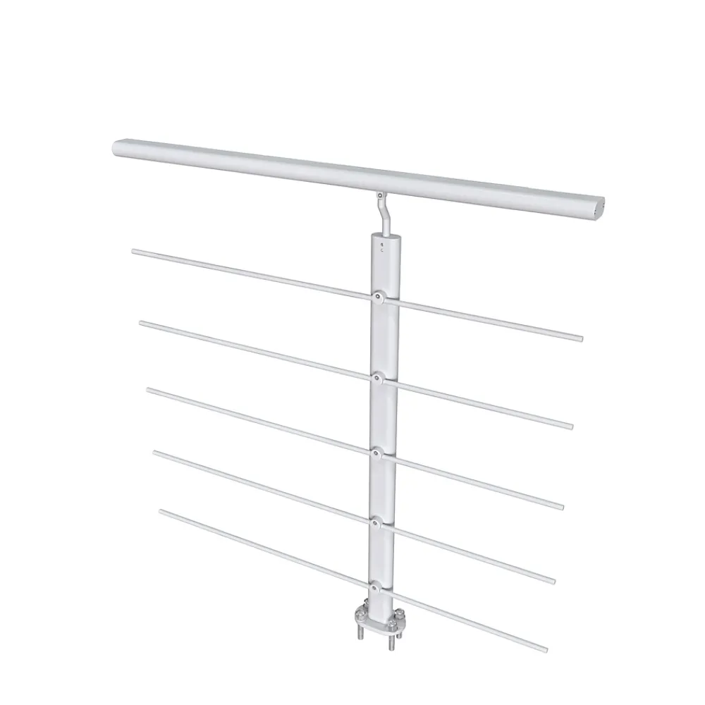 AICA Sanitaire Garde-corps - Pour intérieur et extérieur - Aluminium argenté - Avec 5 traverses et 1 main courante - 200cm - Fixation à plat- Accessoire D'Escalier