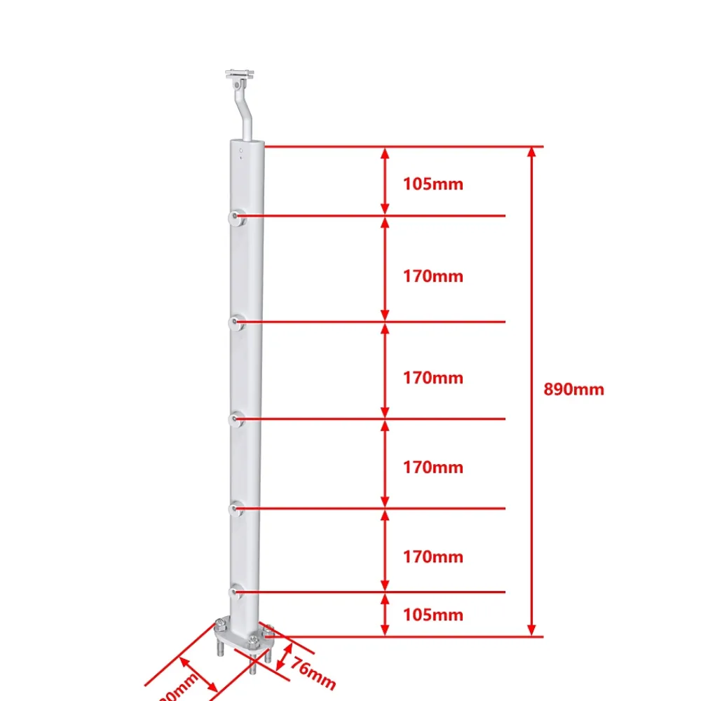 AICA Sanitaire Garde-corps - Pour intérieur et extérieur - Aluminium argenté - Avec 5 traverses et 1 main courante - 200cm - Fixation à plat- Accessoire D'Escalier
