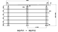 AICA Sanitaire Garde-corps - Pour intérieur et extérieur - Aluminium argenté - Avec 5 traverses et 1 main courante - 200cm - Fixation à plat- Accessoire D'Escalier