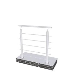 AICA Sanitaire Accessoire D'Escalier<Garde-corps - Pour intérieur et extérieur - Aluminium argenté - Avec 5 traverses et 1 main courante - 100cm - Fixation à plat