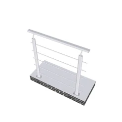 AICA Sanitaire Accessoire D'Escalier<Garde-corps - Pour intérieur et extérieur - Aluminium argenté - Avec 5 traverses et 1 main courante - 100cm - Fixation à plat