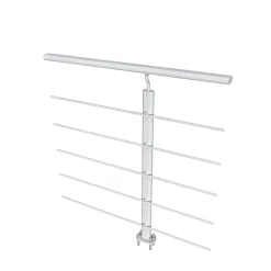 AICA Sanitaire Accessoire D'Escalier<Garde-corps - Pour intérieur et extérieur - Aluminium argenté - Avec 5 traverses et 1 main courante - 100cm - Fixation à plat