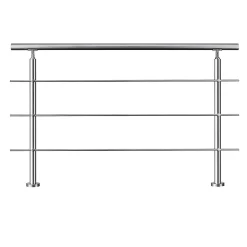 AICA Sanitaire Accessoire D'Escalier<Garde-corps avec main courante, 150cm, en acier inoxydable 304, garde-corps avec 3 traverses, pour intérieur et extérieur