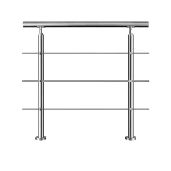AICA Sanitaire Accessoire D'Escalier<Garde-corps avec main courante, 100cm, en acier inoxydable 304, garde-corps avec 3 traverses, pour intérieur et extérieur