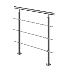 AICA Sanitaire Garde-corps avec main courante, 80cm, en acier inoxydable 304, garde-corps avec 3 traverses, pour intérieur et extérieur- Accessoire D'Escalier