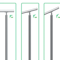 AICA Sanitaire Accessoire D'Escalier<Garde-corps avec main courante, 200cm, en acier inoxydable 304, garde-corps avec 5 traverses, pour intérieur et extérieur
