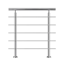 AICA Sanitaire Garde-corps avec main courante, 80cm, en acier inoxydable 304, garde-corps avec 5 traverses, pour intérieur et extérieur- Accessoire D'Escalier