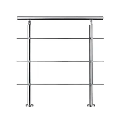 AICA Sanitaire Accessoire D'Escalier<Garde-corps 100cm avec main courante, en acier inoxydable 201, pour intérieur et extérieur, garde-corps avec 3 traverses