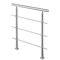 AICA Sanitaire Accessoire D'Escalier<Garde-corps 100cm avec main courante, en acier inoxydable 201, pour intérieur et extérieur, garde-corps avec 3 traverses