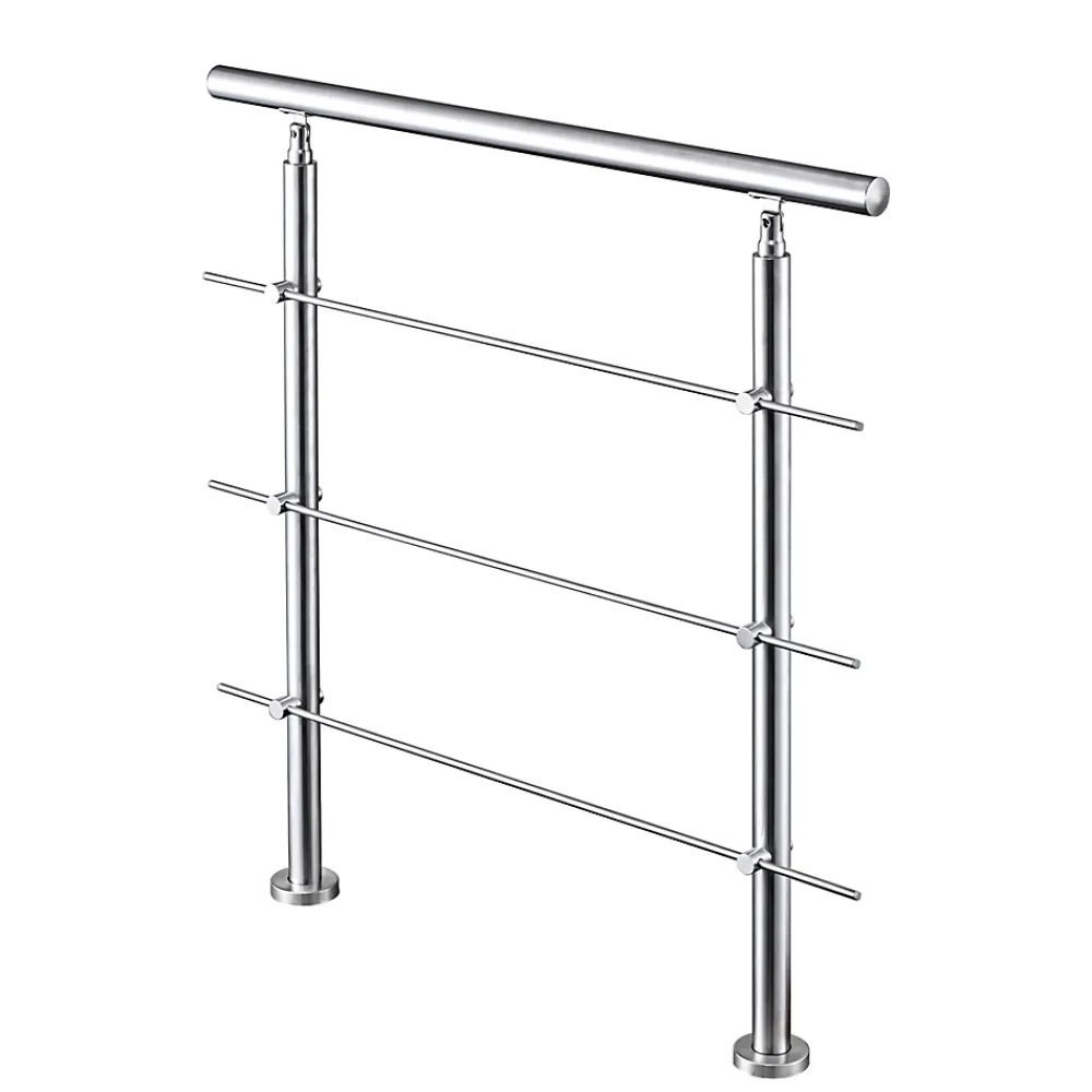 AICA Sanitaire Accessoire D'Escalier<Garde-corps 100cm avec main courante, en acier inoxydable 201, pour intérieur et extérieur, garde-corps avec 3 traverses
