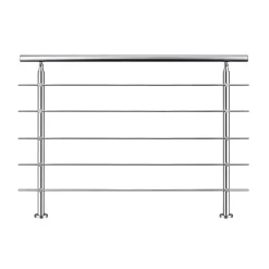 AICA Sanitaire Accessoire D'Escalier<Garde-corps 180cm avec main courante, en acier inoxydable 201, pour intérieur et extérieur, garde-corps avec 5 traverses