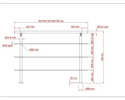 AICA Sanitaire Garde-corps 80cm avec main courante, en acier inoxydable 201, pour intérieur et extérieur, garde-corps avec 3 traverses- Accessoire D'Escalier