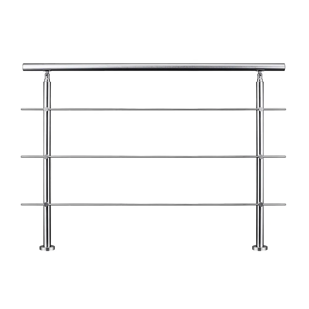 AICA Sanitaire Garde-corps 180cm avec main courante, en acier inoxydable 201, pour intérieur et extérieur, garde-corps avec 3 traverses- Accessoire D'Escalier