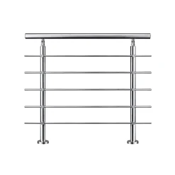 AICA Sanitaire Garde-corps 80cm avec main courante, en acier inoxydable 201, pour intérieur et extérieur, garde-corps avec 5 traverses- Accessoire D'Escalier