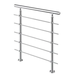 AICA Sanitaire Garde-corps 80cm avec main courante, en acier inoxydable 201, pour intérieur et extérieur, garde-corps avec 5 traverses- Accessoire D'Escalier