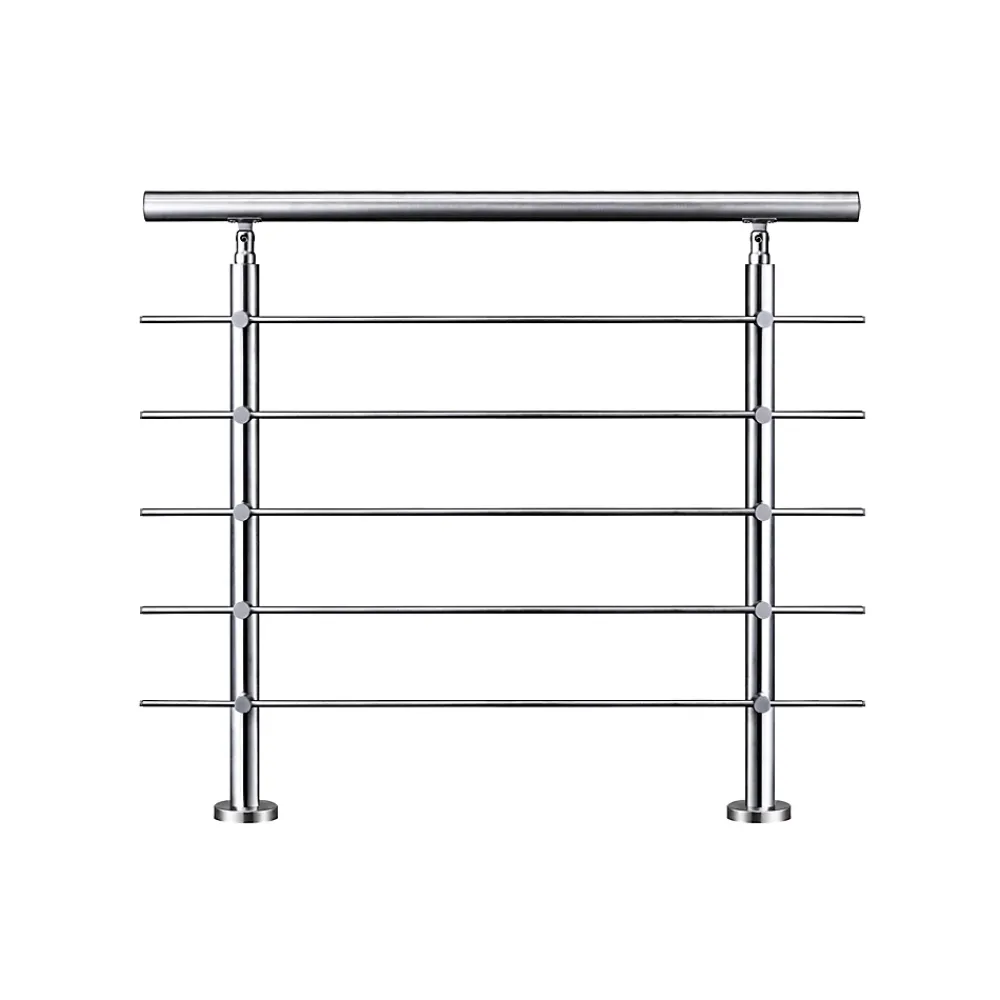AICA Sanitaire Accessoire D'Escalier<Garde-corps 100cm avec main courante, en acier inoxydable 201, pour intérieur et extérieur, garde-corps avec 5 traverses