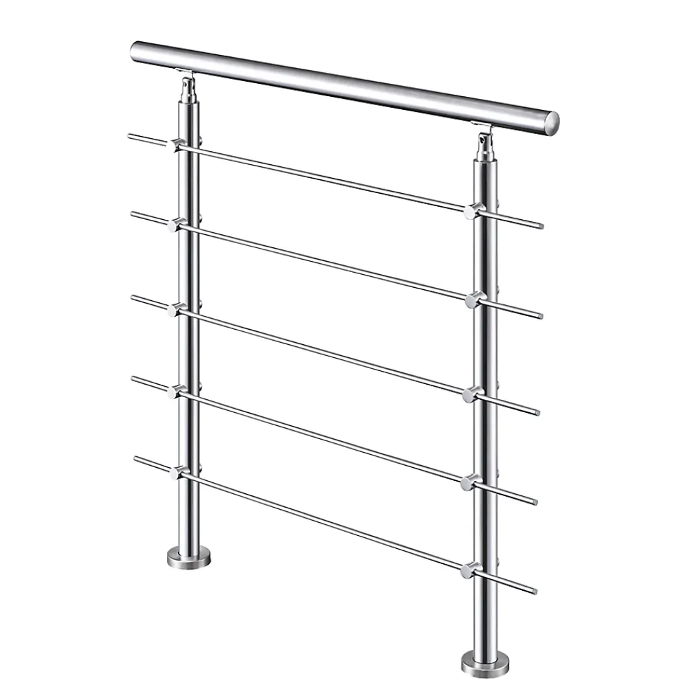 AICA Sanitaire Accessoire D'Escalier<Garde-corps 100cm avec main courante, en acier inoxydable 201, pour intérieur et extérieur, garde-corps avec 5 traverses