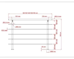 AICA Sanitaire Accessoire D'Escalier<Garde-corps 100cm avec main courante, en acier inoxydable 201, pour intérieur et extérieur, garde-corps avec 5 traverses