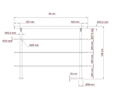 Nature Pro Garde-corps 80cm avec main courante, en acier inoxydable 201, pour intérieur et extérieur, garde-corps avec 3 traverses- Garde-Corps, Balustrade