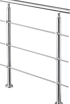 Nature Pro Garde-corps 80cm avec main courante, en acier inoxydable 201, pour intérieur et extérieur, garde-corps avec 3 traverses- Garde-Corps, Balustrade