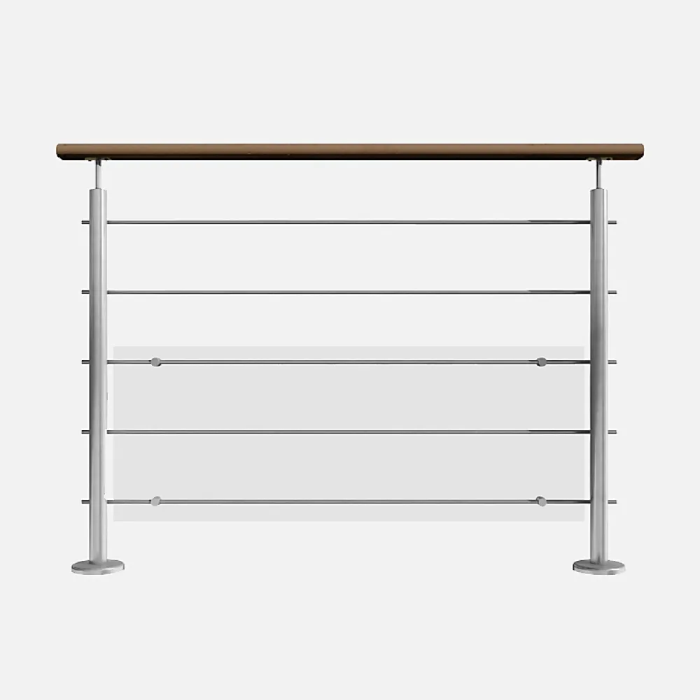 Kordo Garde-corps inox main courante bois gris pose à plat, Inoca- Garde-Corps, Balustrade