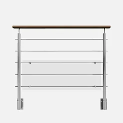 Kordo Garde-Corps, Balustrade<Garde-corps inox main courante bois gris pose latérale, Inoca
