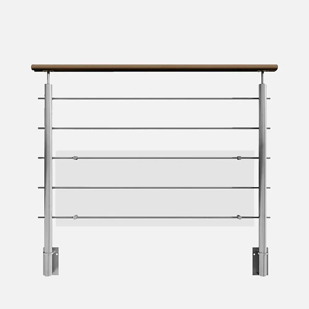 Kordo Garde-Corps, Balustrade<Garde-corps inox main courante bois gris pose latérale, Inoca