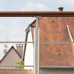 Kordo Garde-Corps, Balustrade<Garde-corps inox main courante bois gris pose latérale, Inoca
