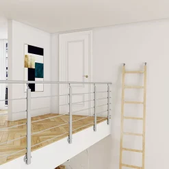 Grand Verre Garde-Corps, Balustrade<Kit Balustrade 1ml garde-corps avec 5 traverses fixation à l'anglaise en aluminium Gris mat