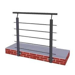 Grand Verre Kit Balustrade 1ml garde-corps avec 5 barreaux fixation à l'anglaise en aluminium noir mat- Garde-Corps, Balustrade