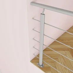 Grand Verre Garde-Corps, Balustrade<Kit Rambarde 2ml garde-corps avec 5 traverses fixation à plat en aluminium Gris mat